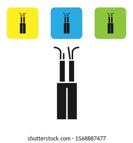 Black Electric cable icon isolated on white background. Set icons colorful square buttons. Vector Illustration