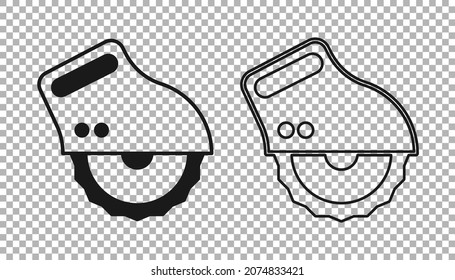 Black Electric circular saw with steel toothed disc icon isolated on transparent background. Electric hand tool for cutting wood or metal.  Vector
