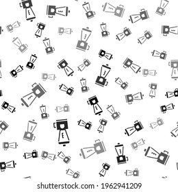 Black Electric coffee grinder icon isolated seamless pattern on white background.  Vector Illustration