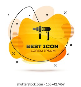 Black Electric drill machine icon isolated on white background. Repair tool. Abstract banner with liquid shapes. Vector Illustration