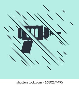 Black Electric drill machine icon isolated on green background. Repair tool. Glitch style. Vector Illustration