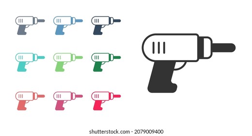 Black Electric drill machine icon isolated on white background. Repair tool. Set icons colorful. Vector