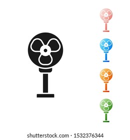 Black Electric fan icon isolated on white background. Set icons colorful. Vector Illustration