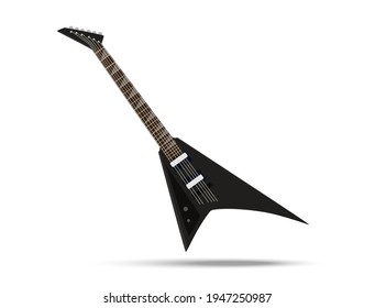 A black electric guitar with a cool shape