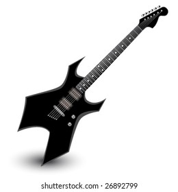 black electric guitar isolated on white