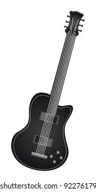 black electric guitar isolated over white background. vector