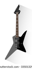 Black electric guitar - Metal. Music equipment. Flat style vector illustration.