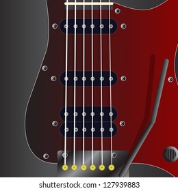 Black electric guitar on a white background