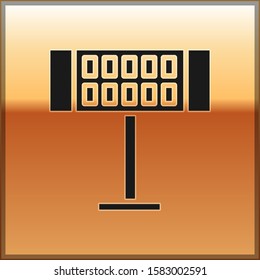 Black Electric heater icon isolated on gold background. Infrared floor heater with remote control. House climate control.  Vector Illustration