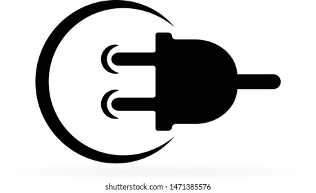 black electric icon, plug emblem, vector illustration