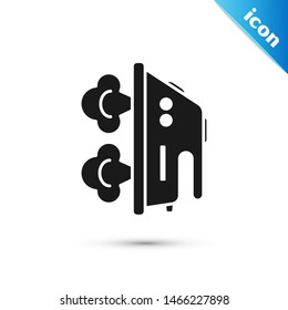 Black Electric iron icon isolated on white background. Steam iron.  Vector Illustration
