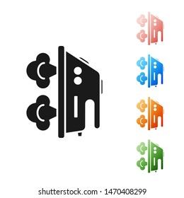 Black Electric iron icon isolated on white background. Steam iron. Set icons colorful. Vector Illustration