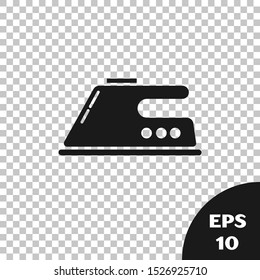 Black Electric iron icon isolated on transparent background. Steam iron.  Vector Illustration