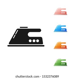 Black Electric iron icon isolated on white background. Steam iron. Set icons colorful. Vector Illustration