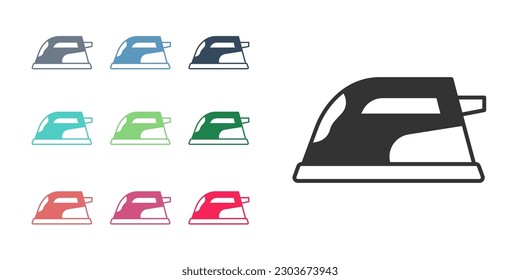 Black Electric iron icon isolated on white background. Steam iron. Set icons colorful. Vector