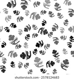 Black Electric iron icon isolated seamless pattern on white background. Steam iron.  Vector