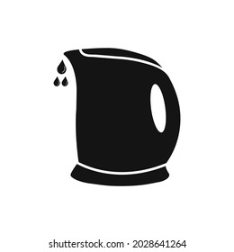 Black electric kettle flat style vector icon. Simple editable illustration usable for web and print items 