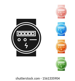 Black Electric meter icon isolated on white background. Set icons colorful. Vector Illustration