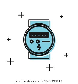 Black Electric meter icon isolated on white background.  Vector Illustration