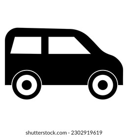 Black electric minivan transport cargo car on white background. London taxi. Electric. Smart car. Editable color. EPS vector file