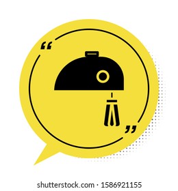 Black Electric mixer icon isolated on white background. Kitchen blender. Yellow speech bubble symbol. Vector Illustration