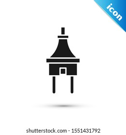 Black Electric plug icon isolated on white background. Concept of connection and disconnection of the electricity.  Vector Illustration