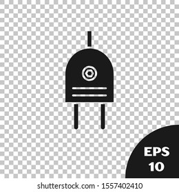 Black Electric plug icon isolated on transparent background. Concept of connection and disconnection of the electricity.  Vector Illustration