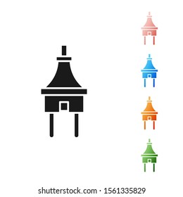 Black Electric plug icon isolated on white background. Concept of connection and disconnection of the electricity. Set icons colorful. Vector Illustration