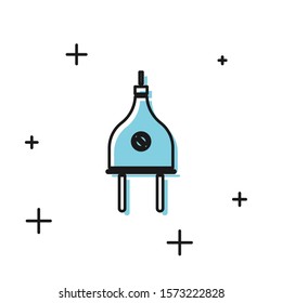 Black Electric plug icon isolated on white background. Concept of connection and disconnection of the electricity.  Vector Illustration