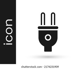 Schwarzes Elektrisches Plug-Symbol einzeln auf weißem Hintergrund. Konzept des Anschlusses und des Abbaus des Stroms.  Vektorgrafik