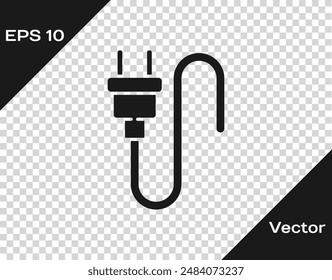 Icono de enchufe eléctrico negro aislado sobre fondo transparente. Concepto de conexión y desconexión de la electricidad.  Vector