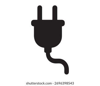 Símbolo negro de la fuente de alimentación de la Ilustración vectorial del icono del enchufe eléctrico