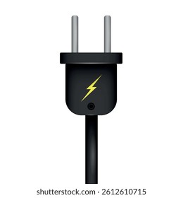 Black electric plug with image of lightning