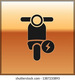 Black Electric scooter icon isolated on gold background. Vector Illustration