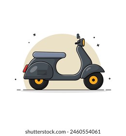Black Electric Scooter Vector Illustration.