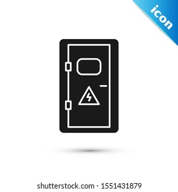 Black Electrical cabinet icon isolated on white background.  Vector Illustration