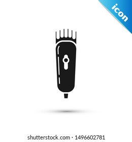 Black Electrical hair clipper or shaver icon isolated on white background. Barbershop symbol.  Vector Illustration