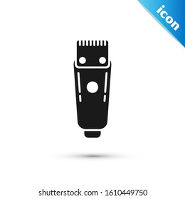 Black Electrical hair clipper or shaver icon isolated on white background. Barbershop symbol.  Vector Illustration