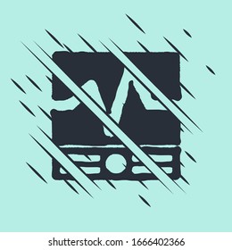 Black Electrical measuring instruments icon isolated on green background. Analog devices. Electrical appliances. Glitch style. Vector Illustration