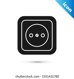 Black Electrical outlet icon isolated on white background. Power socket. Rosette symbol.  Vector Illustration