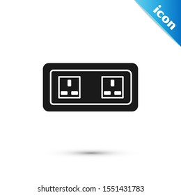 Black Electrical outlet icon isolated on white background. Power socket. Rosette symbol.  Vector Illustration
