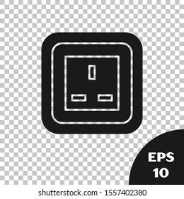 Black Electrical outlet icon isolated on transparent background. Power socket. Rosette symbol.  Vector Illustration