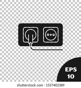 Black Electrical outlet icon isolated on transparent background. Power socket. Rosette symbol.  Vector Illustration