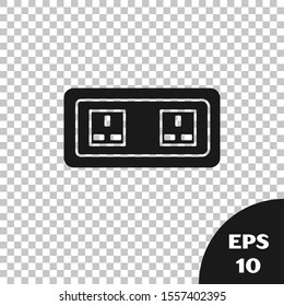 Black Electrical outlet icon isolated on transparent background. Power socket. Rosette symbol.  Vector Illustration