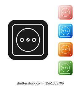 Black Electrical outlet icon isolated on white background. Power socket. Rosette symbol. Set icons colorful. Vector Illustration
