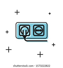 Black Electrical outlet icon isolated on white background. Power socket. Rosette symbol.  Vector Illustration