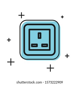 Black Electrical outlet icon isolated on white background. Power socket. Rosette symbol.  Vector Illustration