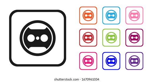 Black Electrical outlet icon isolated on white background. Power socket. Rosette symbol. Set icons colorful. Vector Illustration