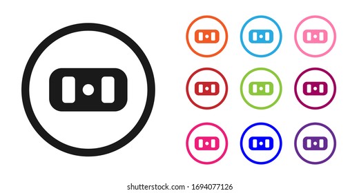 Black Electrical outlet icon isolated on white background. Power socket. Rosette symbol. Set icons colorful. Vector Illustration