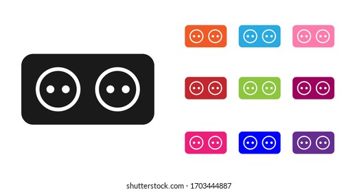 Black Electrical outlet icon isolated on white background. Power socket. Rosette symbol. Set icons colorful. Vector Illustration